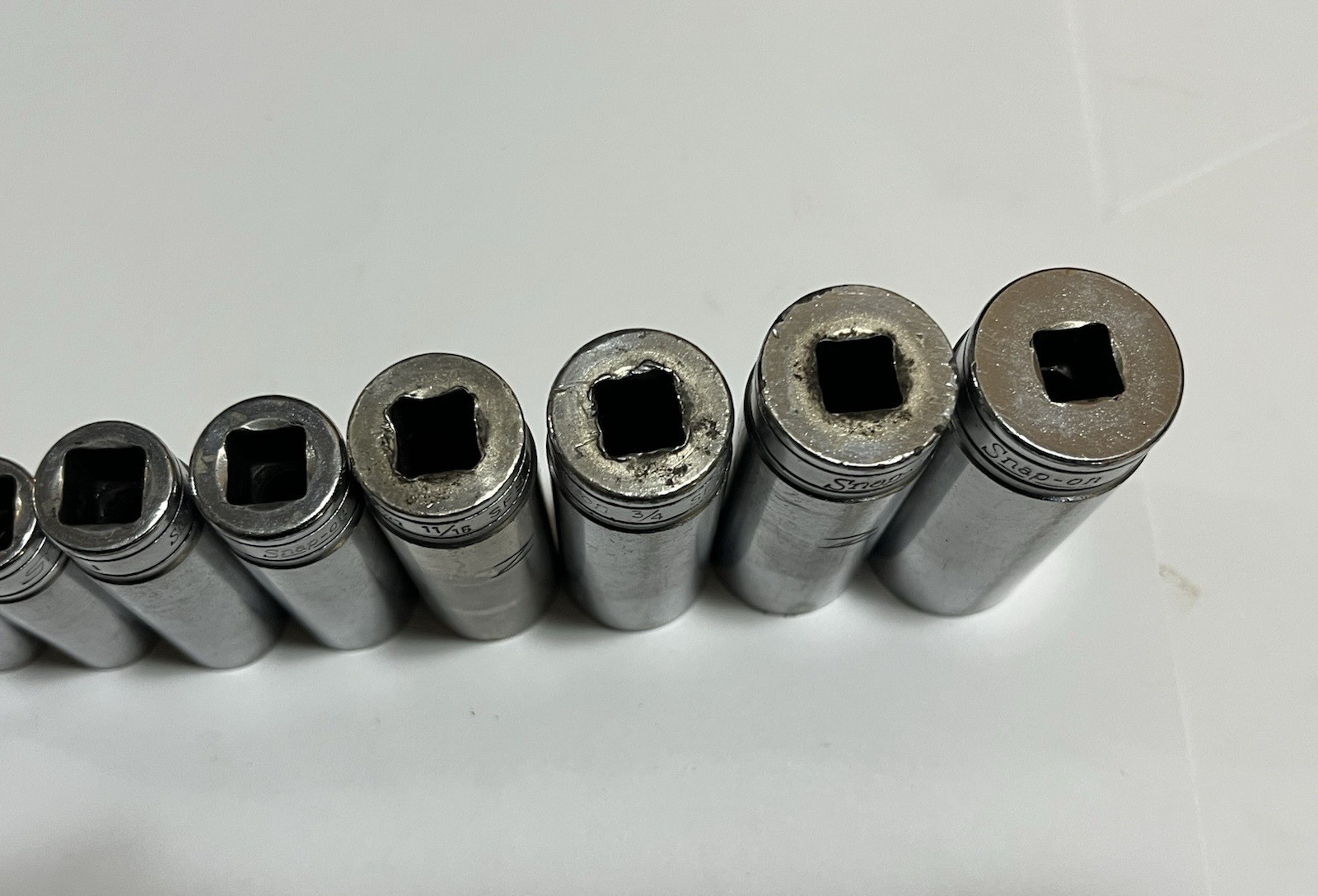 Snap On 211SFSY 3/8 Drive SAE Deep 6 Point Chrome Socket Set 11 pc 1/4 – 7/8