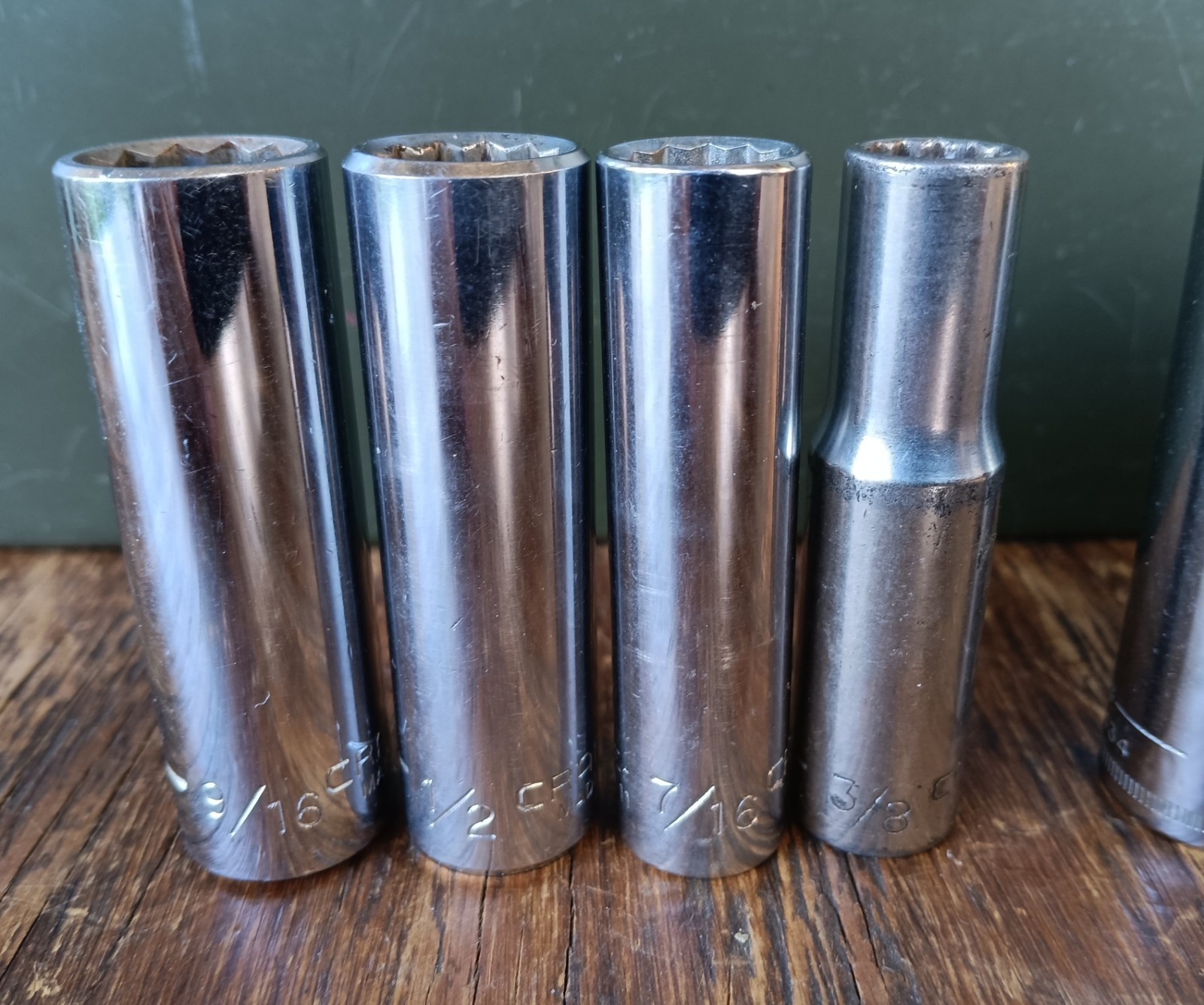 Craftsman Socket Set 3/8″ Drive Deep ~ SAE & Metric ~ Mixed Sizes Lot of 9 ~ USA