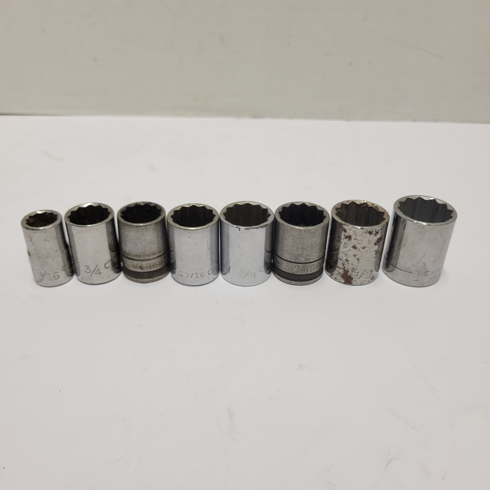 Craftsman USA 1/2″ Drive 8 PC Socket Set 9/16, 3/4, 13/16 7/8 15/16 1″ 12 Point