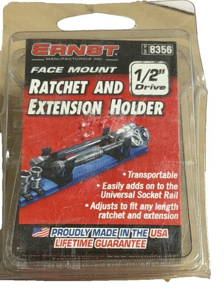 Ernst 8356 1/2 Face Mount Ratchet & Extension Holder – Black-1/2 USA