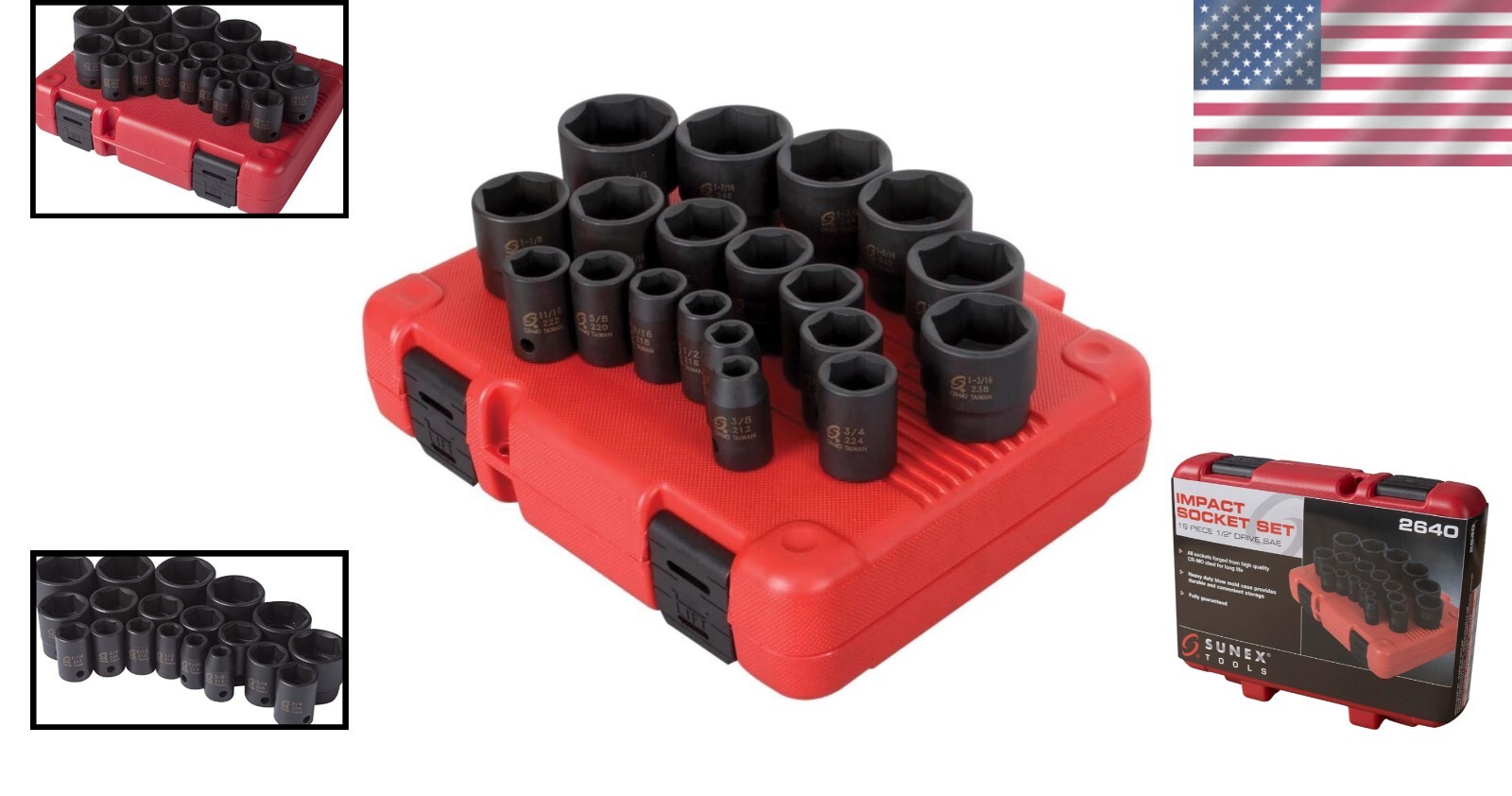Durable 1/2″ Drive 19-Piece Impact Socket Set – Radius Corners, Heavy-Duty Case
