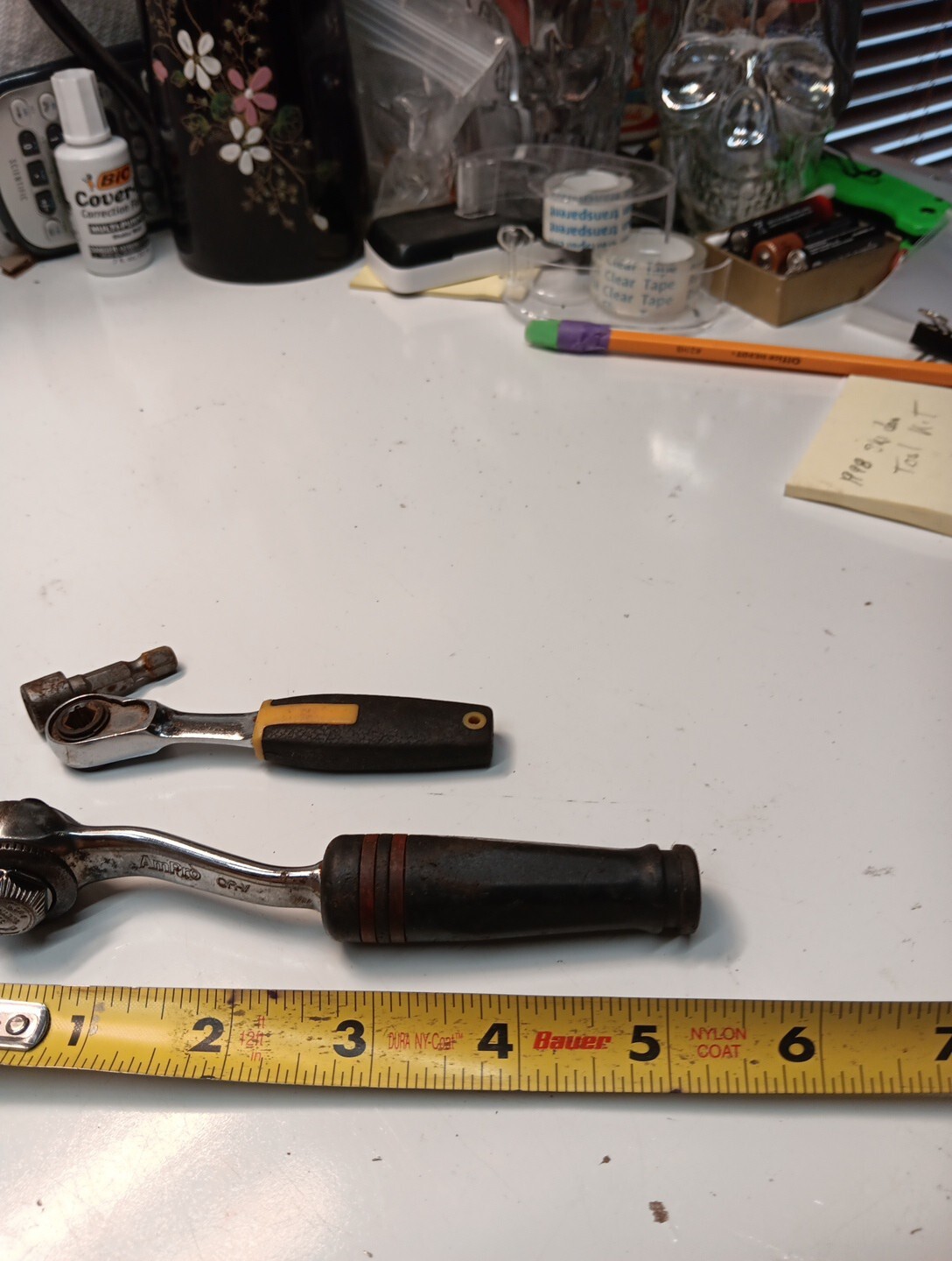 2 Vintage Ratchets,1/4 Drive Ampro C-rv ,no Name On The Other ,like A Nut Drive