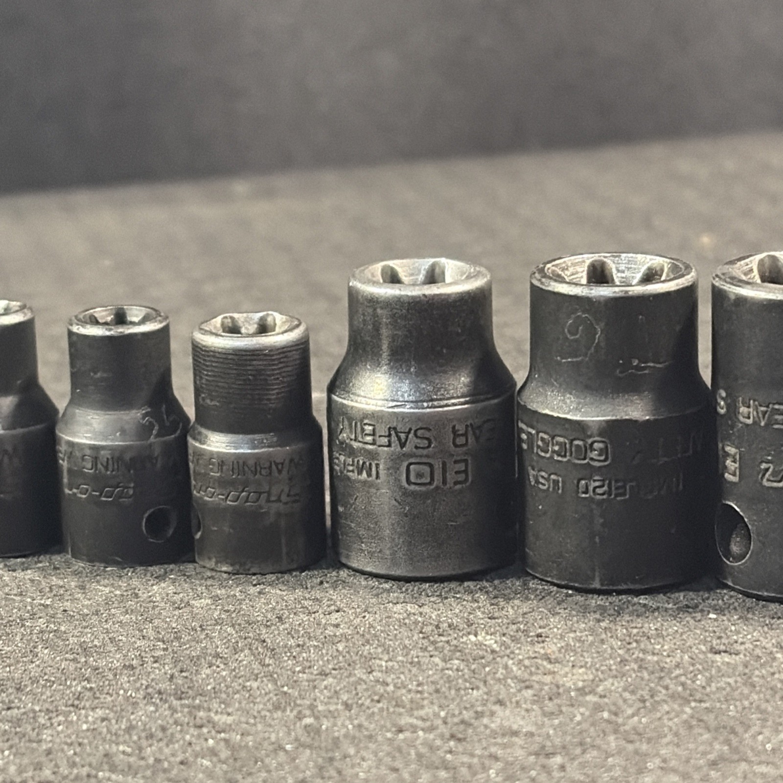 9 Snap-On Impact Socket 1/4”-3/8″ Drive E5 6 7 8 &E10 12 14 16 18 Shallow E TORX