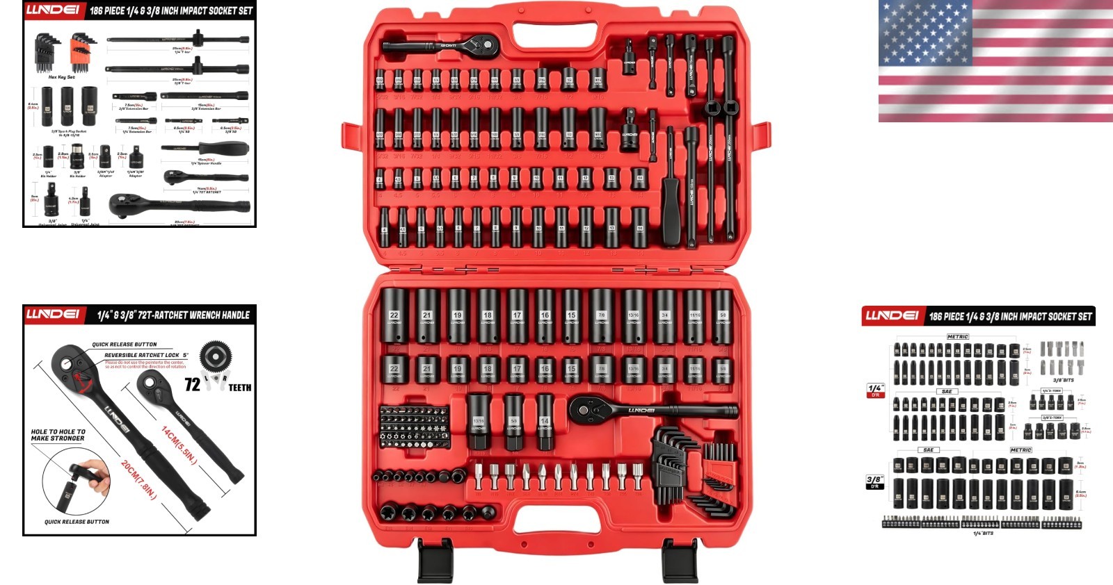 186-Piece Impact Socket Set with Ratchet Wrench