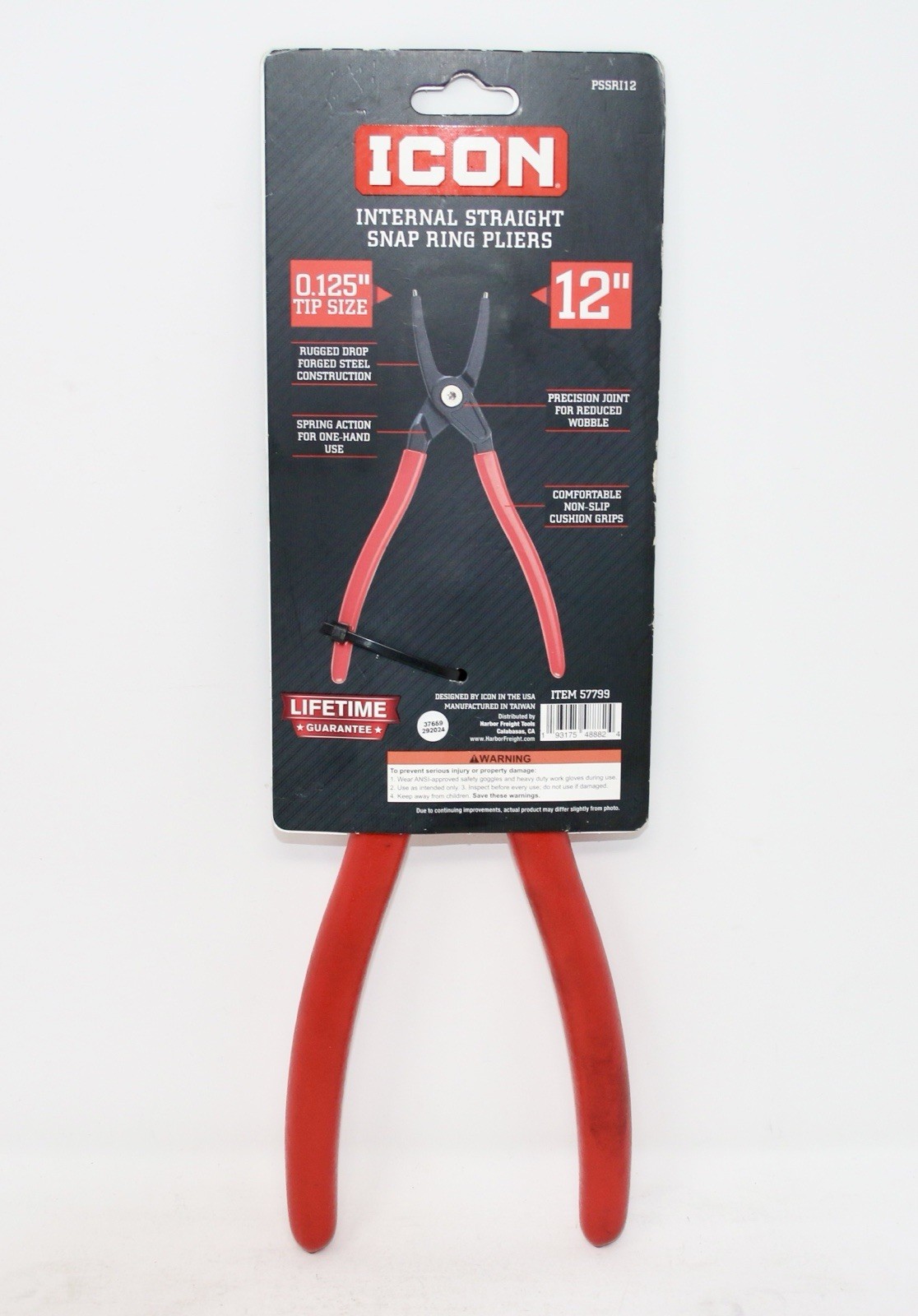 Icon PSSRI12 12 in. Internal Straight Precision Snap Ring Pliers 57799 BRAND NEW