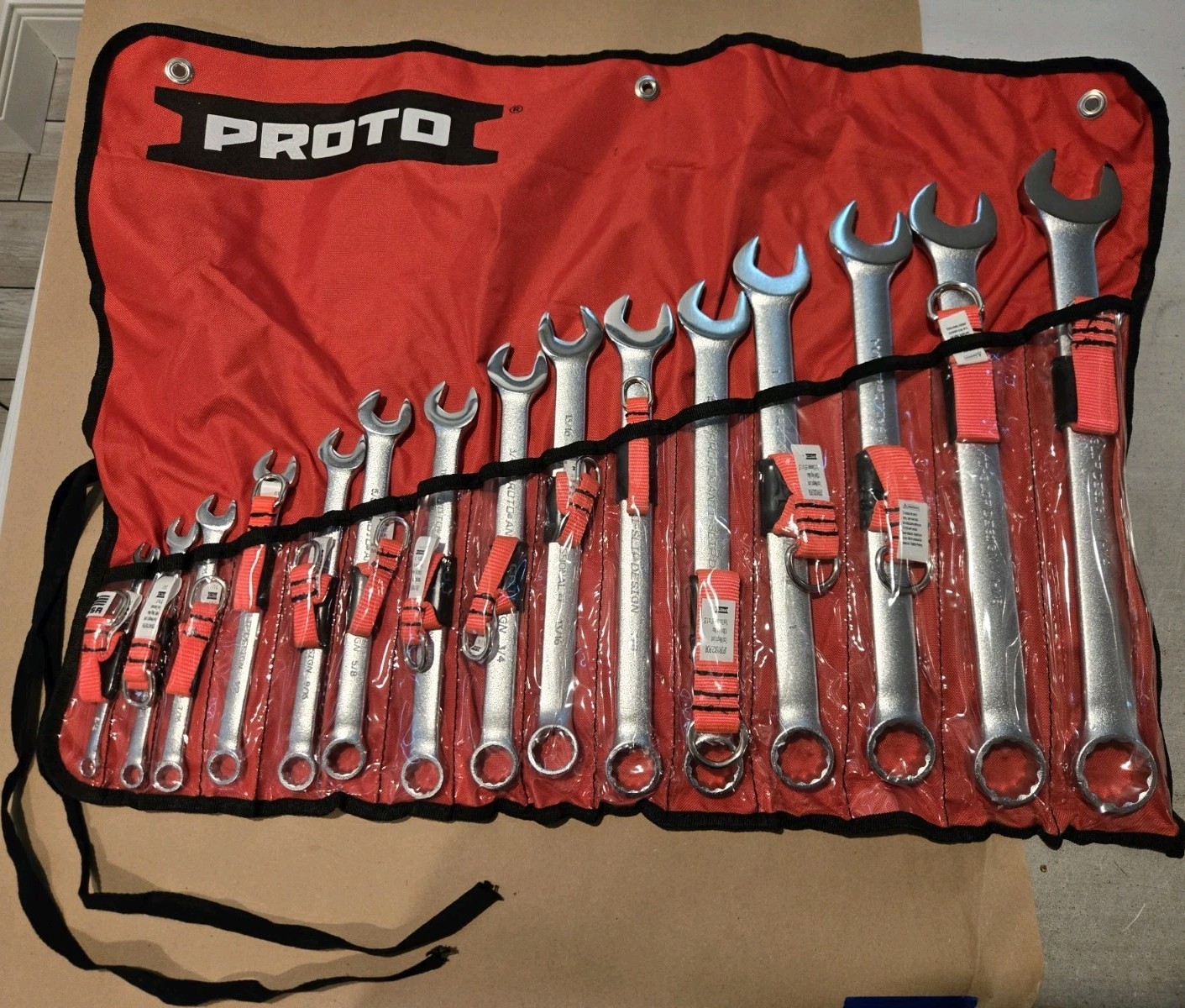 NOS Proto Professional 15PC 5/16″-1-1/4″ 12PT SAE Anti-Slip Combo Wrenchs READ