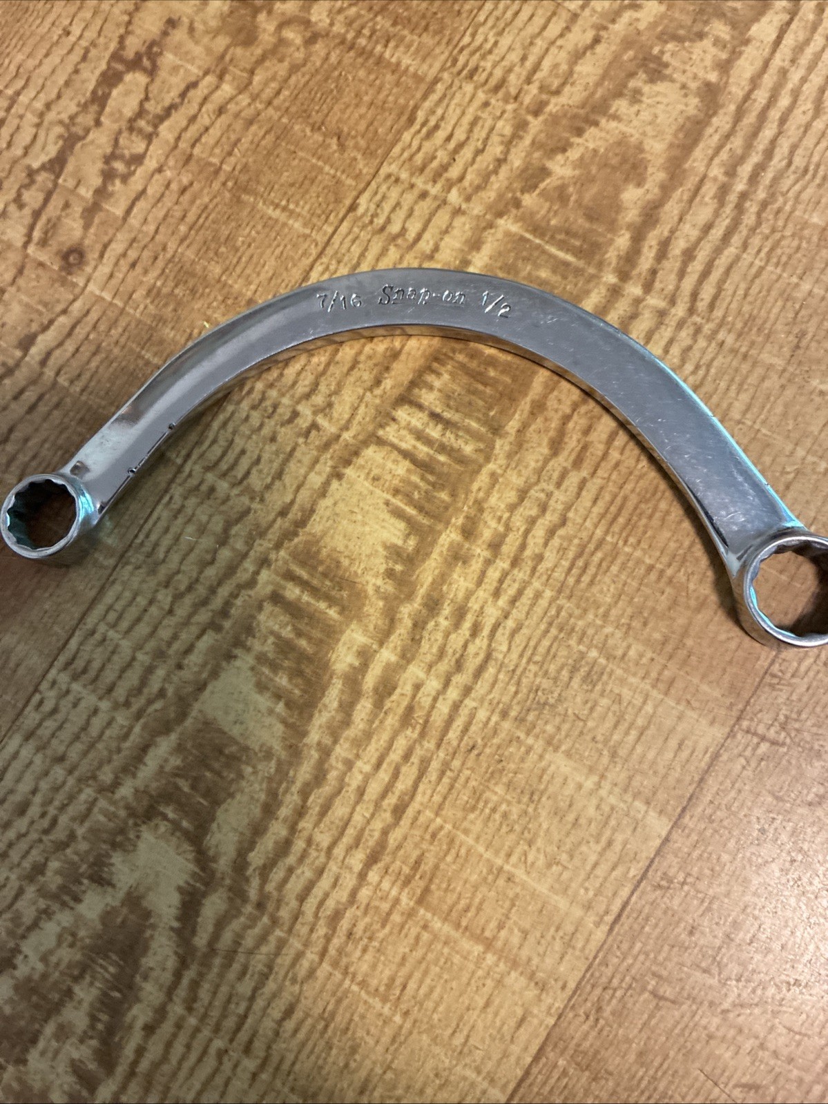 Snap On Tools 7/16″ x 1/2″ Halfmoon Obstruction Box End Wrench 12 Point CX1416