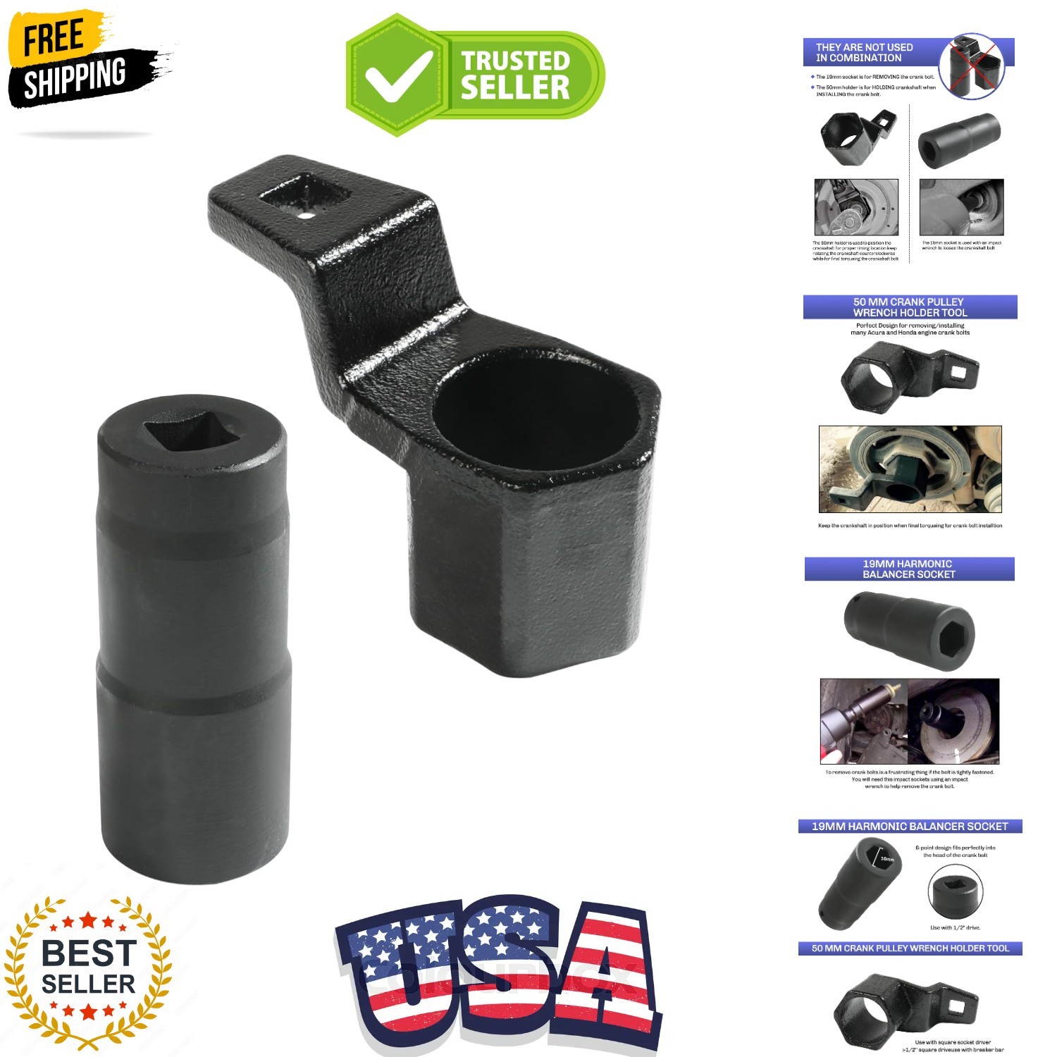 Crankshaft Pulley Removal Tool,Automotive Tool,Car Accessories Weighted Socke…