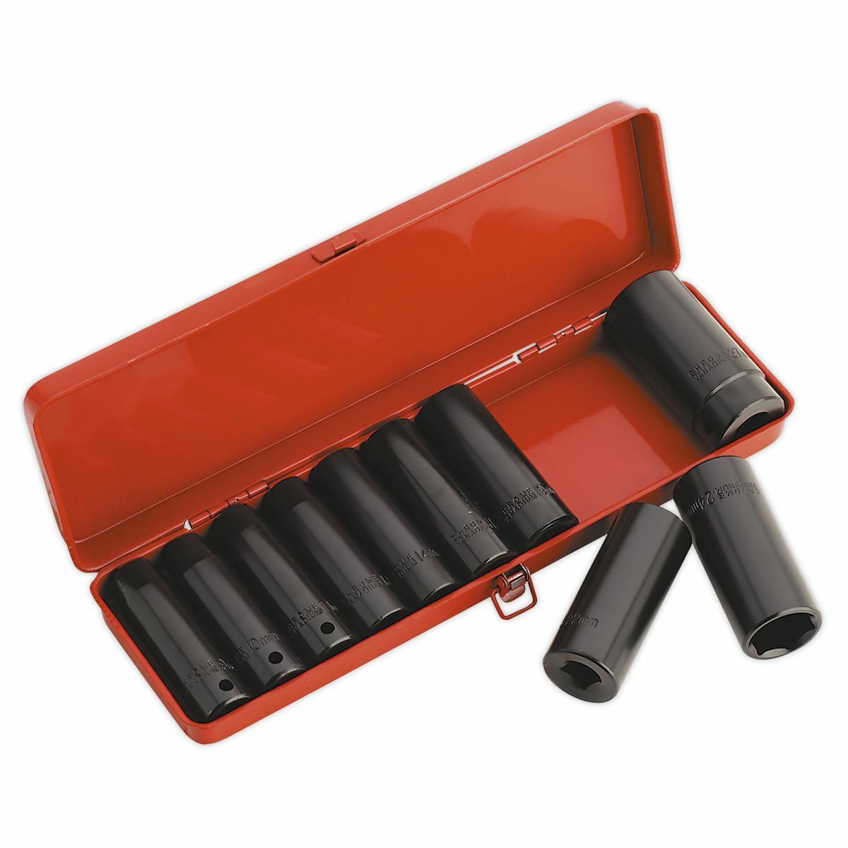 Sealey Impact Socket Set Premier 10pc 1/2″Sq Drive Deep Metric WallDrive 9-27mm
