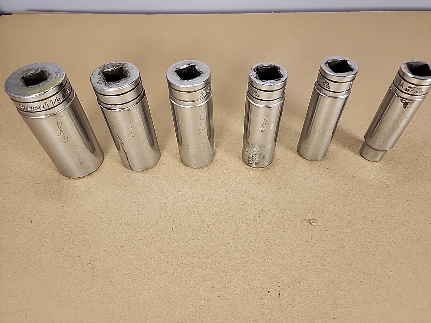 Snap On 1/2″ Drive 12-Point SAE Deep Chrome Socket S161 S241 S281 S301 S381 6pcs
