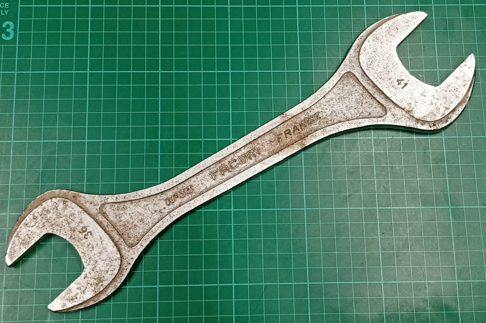 Vintage Facom No33, 36mm x 41mm Vanachrome, Open Ended Spanner, Made In France