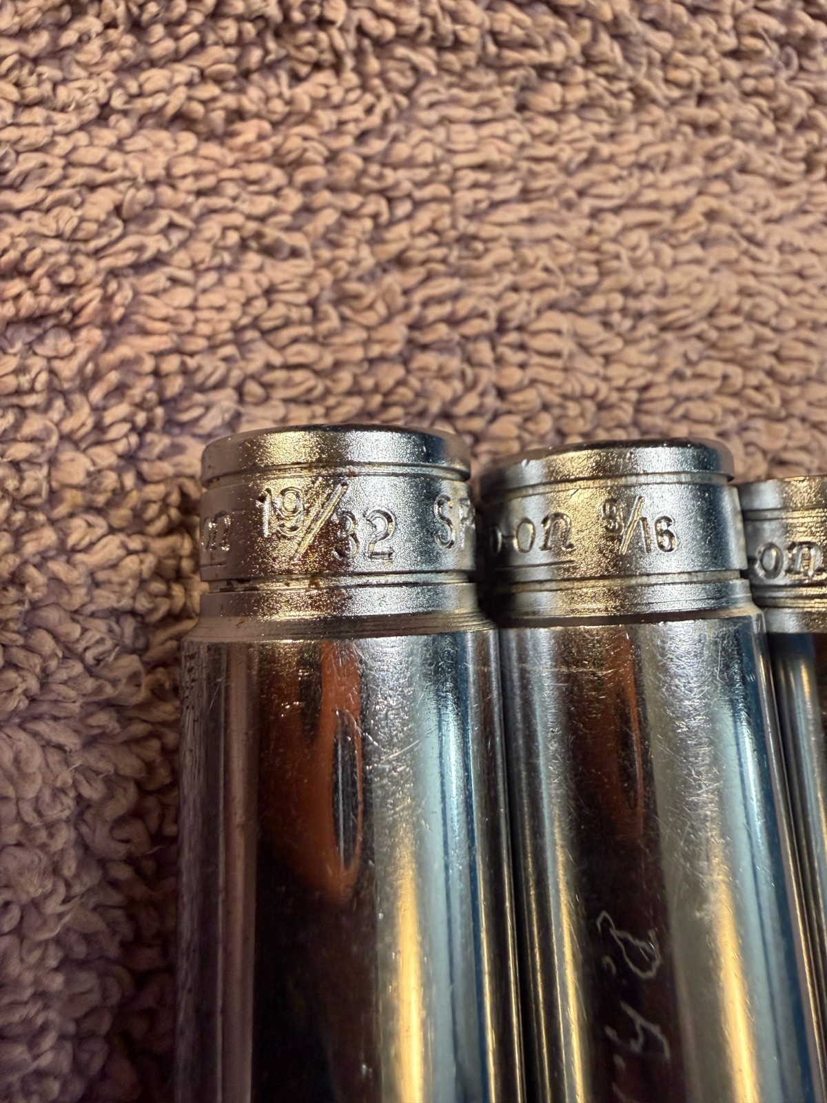 3 Snap-On Sockets 3/8″ Drive 12 Point SAE Deep 19/32 9/16 3/8 SF191 sf181 sf121