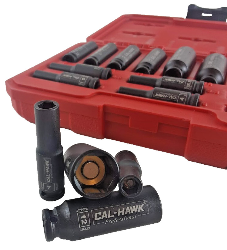 14-PC 1/4″ DR. Magnetic Deep Impact Socket 6-Point METRIC SET ( 4mm to 15mm)