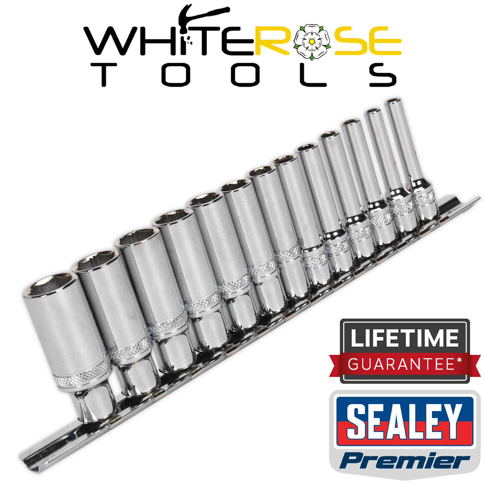 Sealey 13pc 1/4″ Dr Deep Lock On Socket Set 4-14mm up to 85% Rounded Nuts AK2747