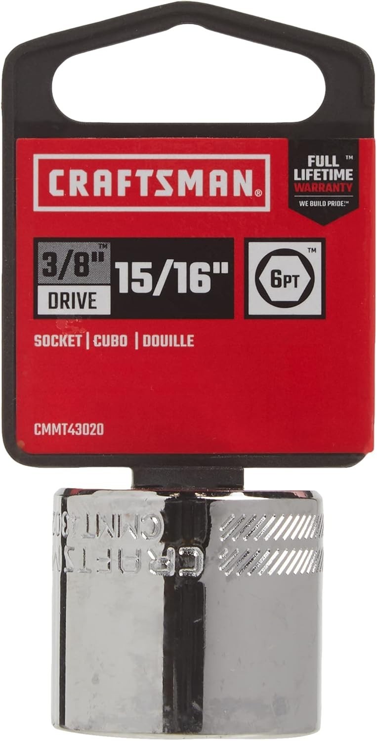 Shallow Socket SAE 3/8-Inch Drive 15/16-Inch 6-Point Metal Polished NEW