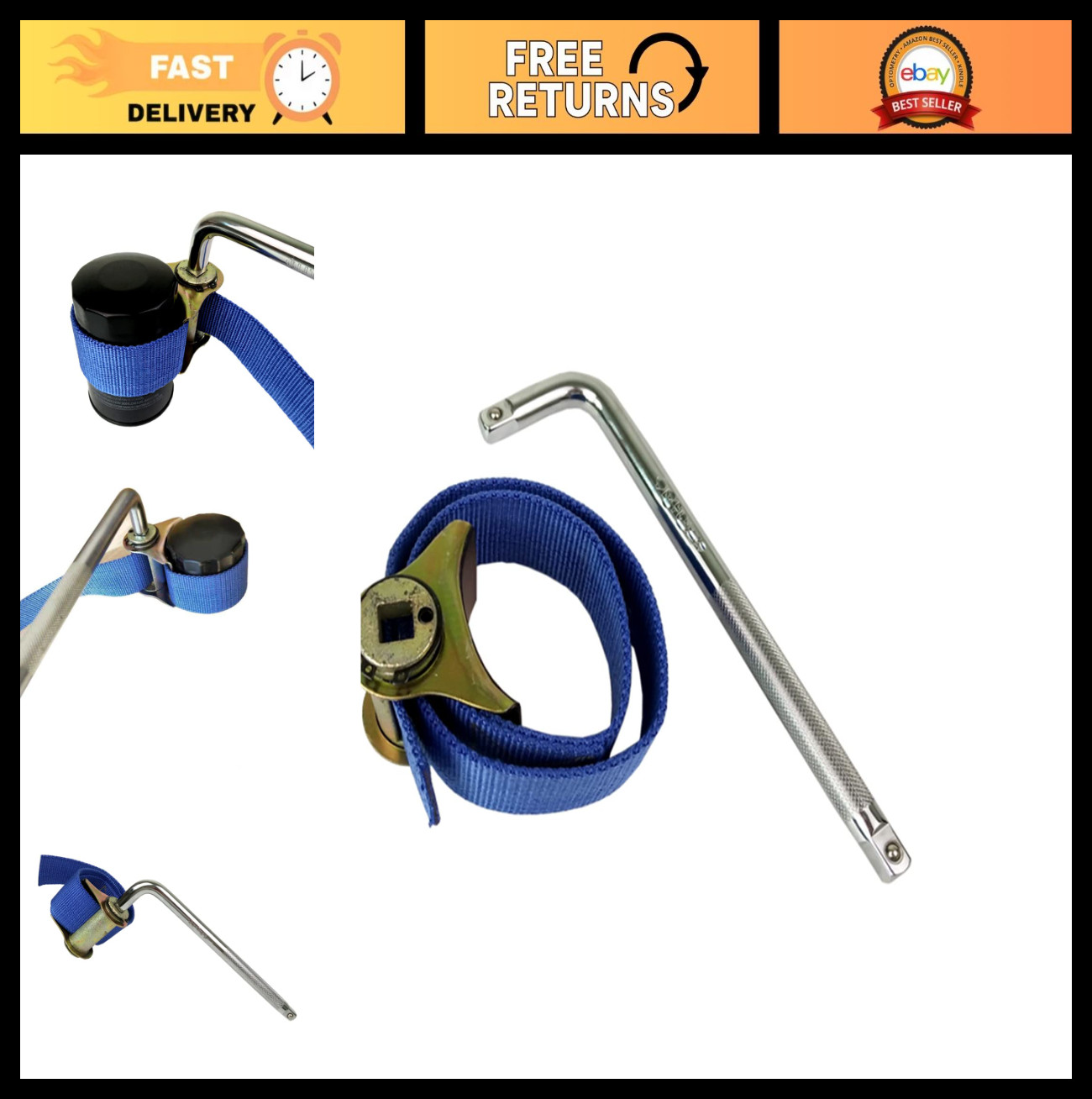 Adjustable Oil Filter Wrench 40-180mm Range Remover Tool with Canvas Belt Set