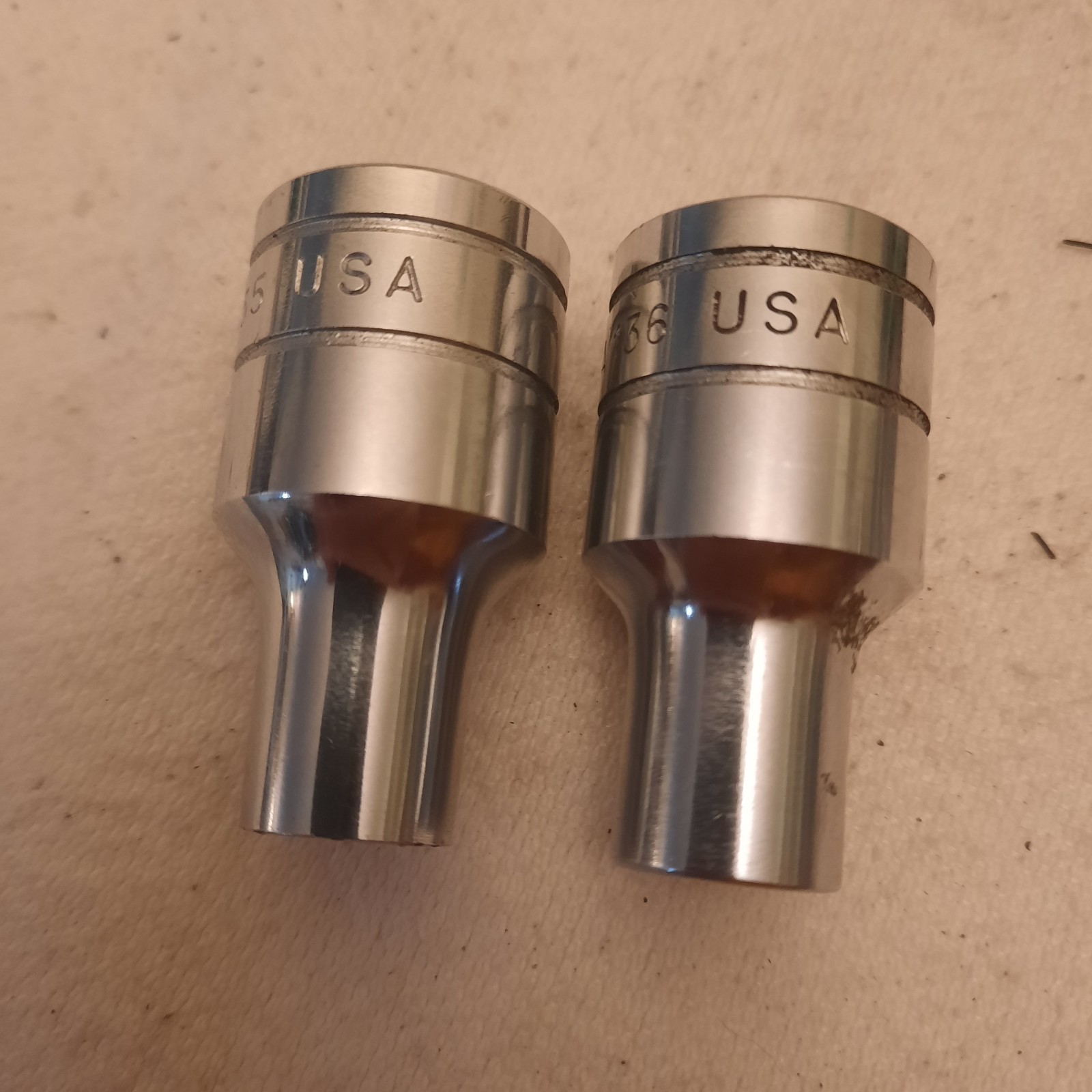 Snap-On Tools A135 A136 Shock Absorber 2 Pc Sockets 1/2 Dr. USA.