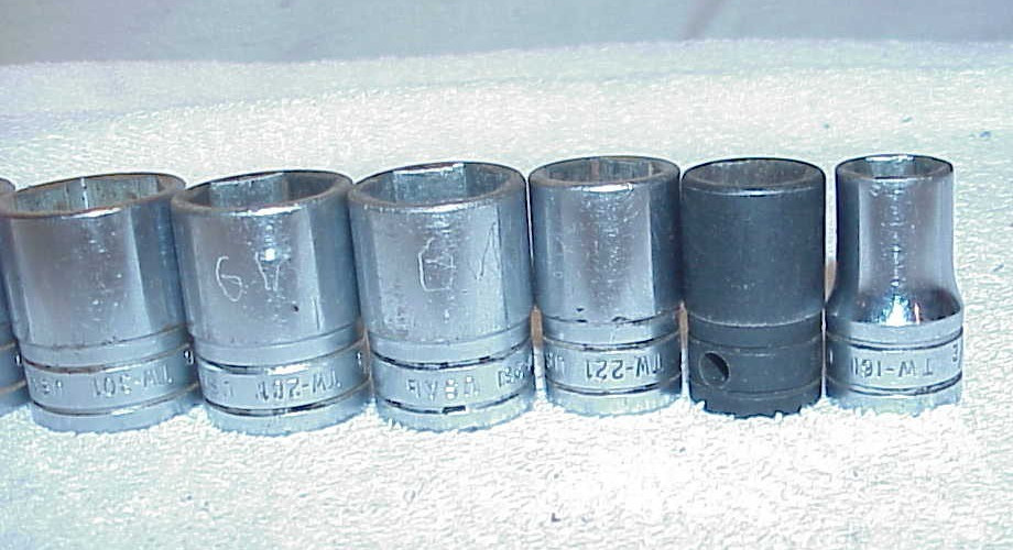 9 pcs Snap On 1/2” Drive Shallow Socket Set 6pt. 1-1/8″ – 1/2″ TW361 TW341 TW321