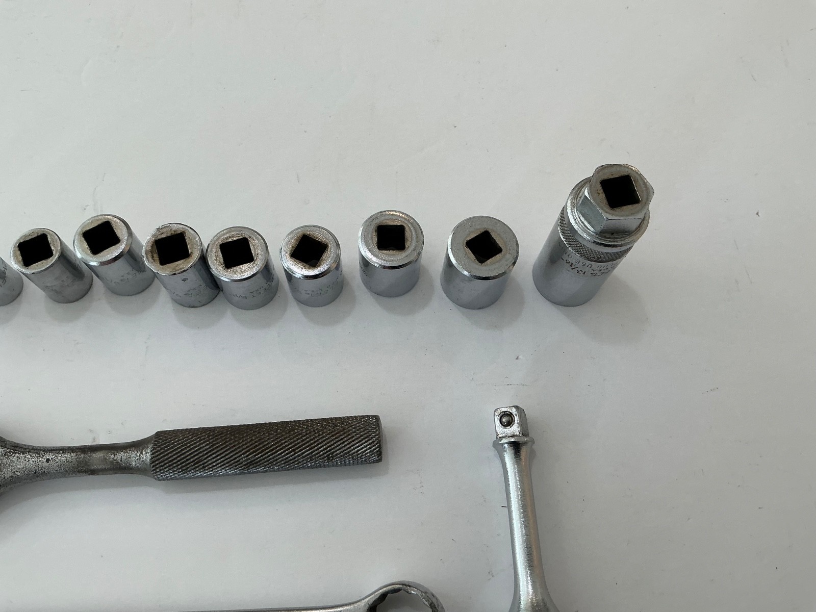 Asst Fleet tools 14 pc rathcet, extension, 11 sockets, wrench USA all for $25