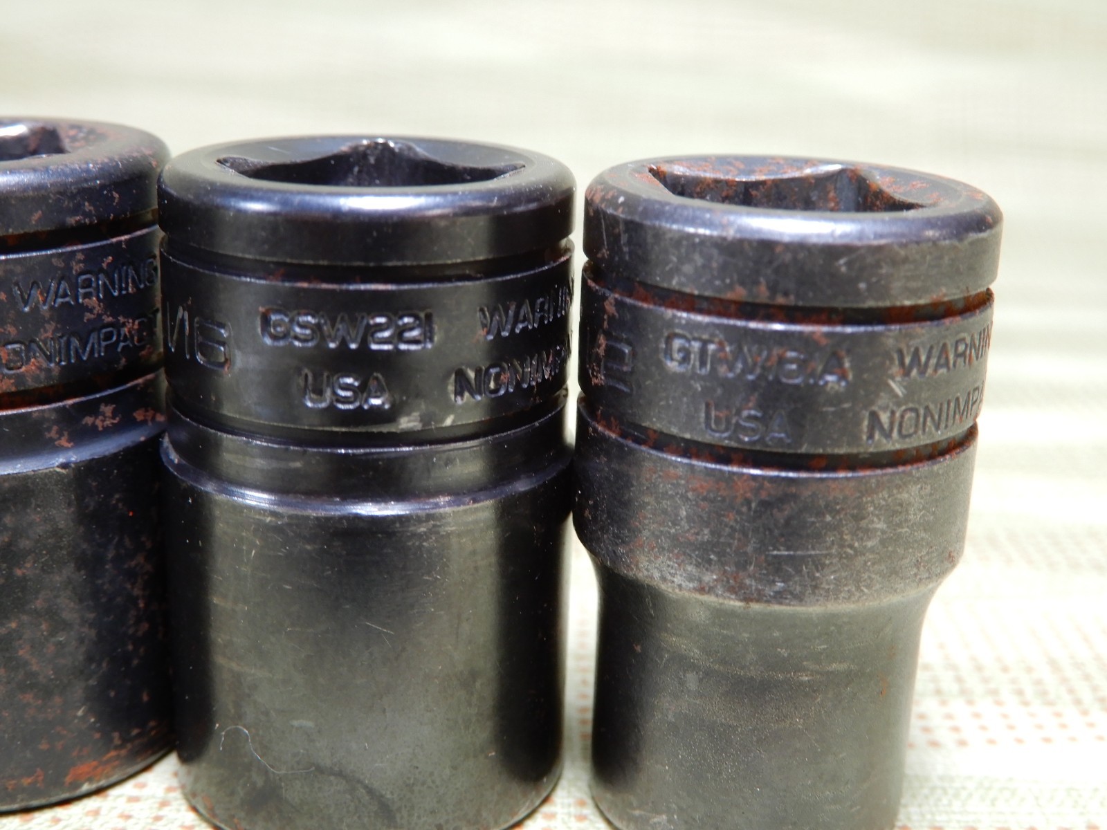 Snap-On Impact Sockets 15/16, 13/16, 3/4, 11/16, & 1/2 (5) Great Condition VX