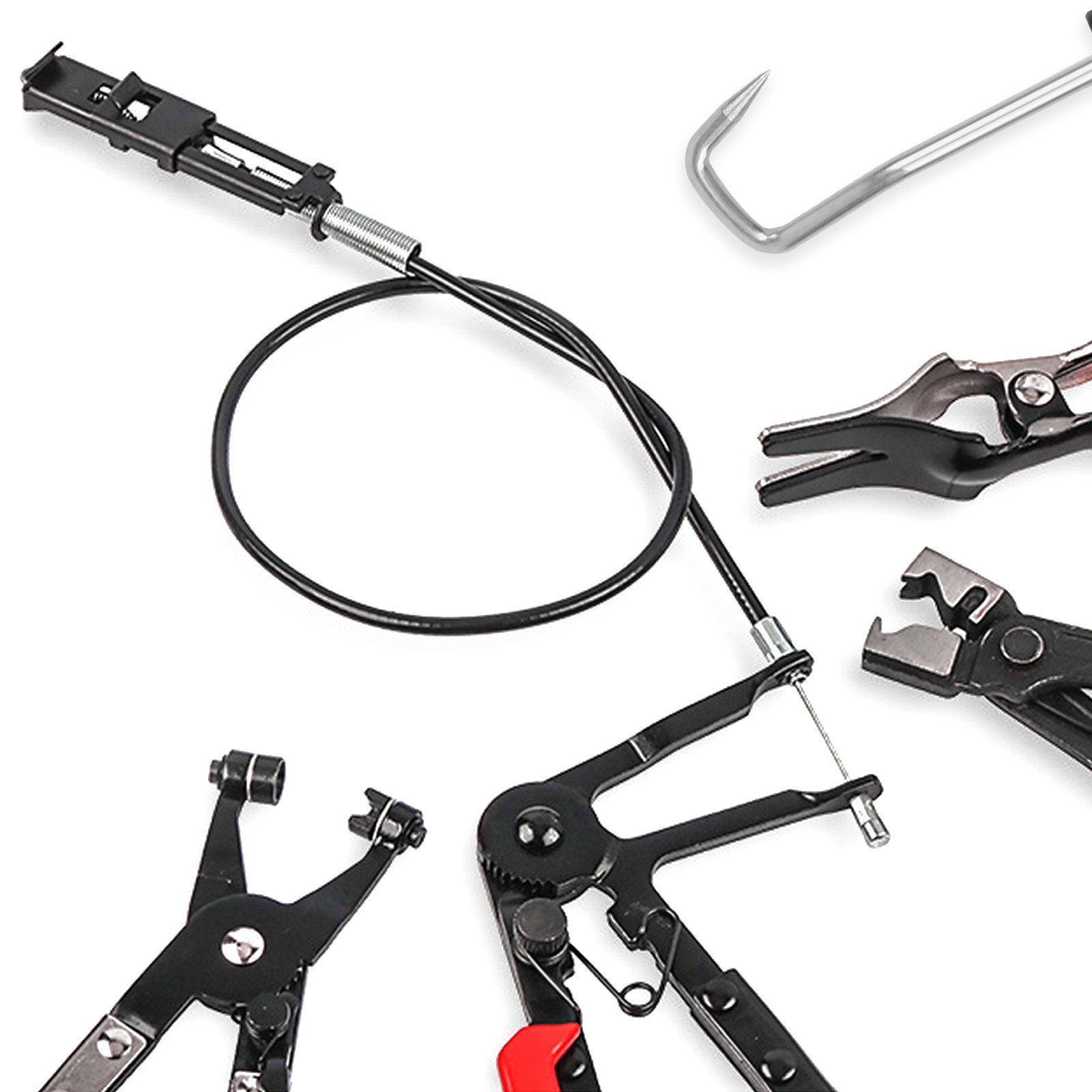 5Pcs Hose Clamp Pliers,Remover Kit with Long Reach Wire Spring Hose Clamp Pliers