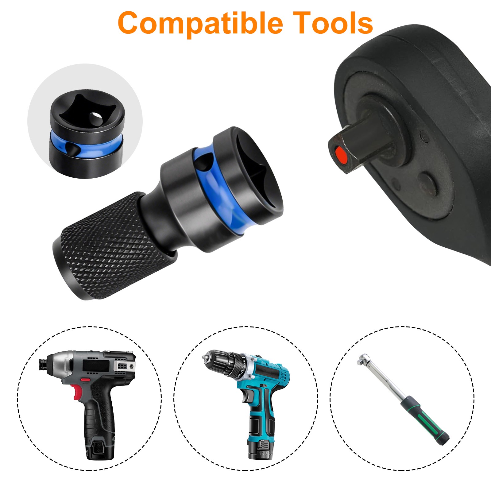 4Pcs 1/4 3/8 1/2″ to 1/4″ Hex Air Impact Socket Adapter Kit for Ratchet Wrenches