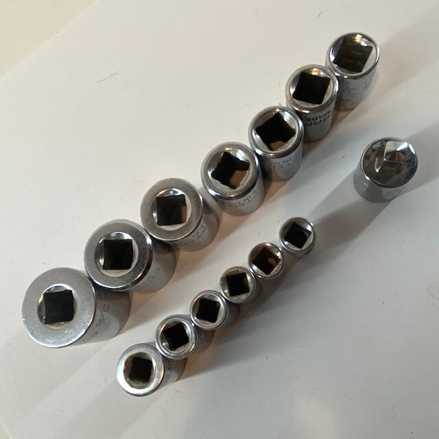 Vtg Craftsman 3/8″ & 1/4 Drive 12pt SAE 14pc Socket Set USA **1/4″ is 6pt READ