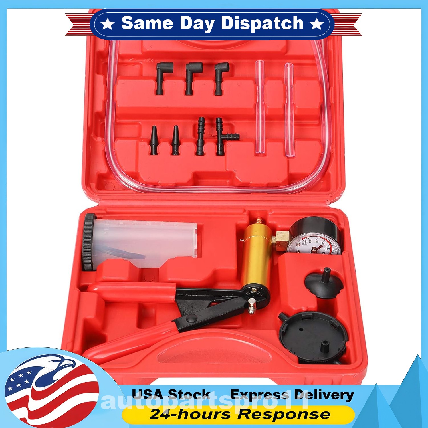 Hand Held Vacuum Pressure Pump Tester Set Brake Fluid Bleeder Bleeding Kit +Box