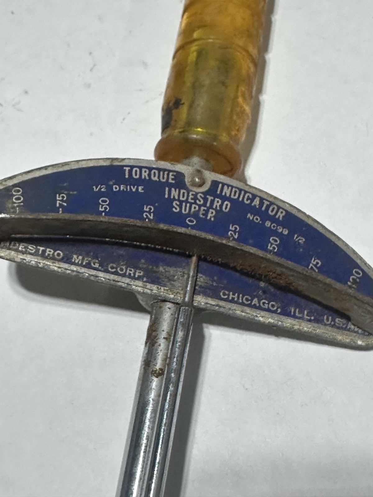 Vintage Indestro Super Torque Indicator Wrench 1/2in Drive No 8099 Made In USA