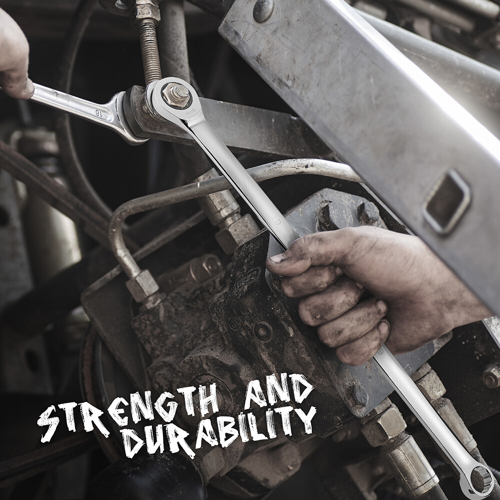 10-Piece Ratcheting Double Box Metric Wrench Gearbox 72 Tooth Extra Long