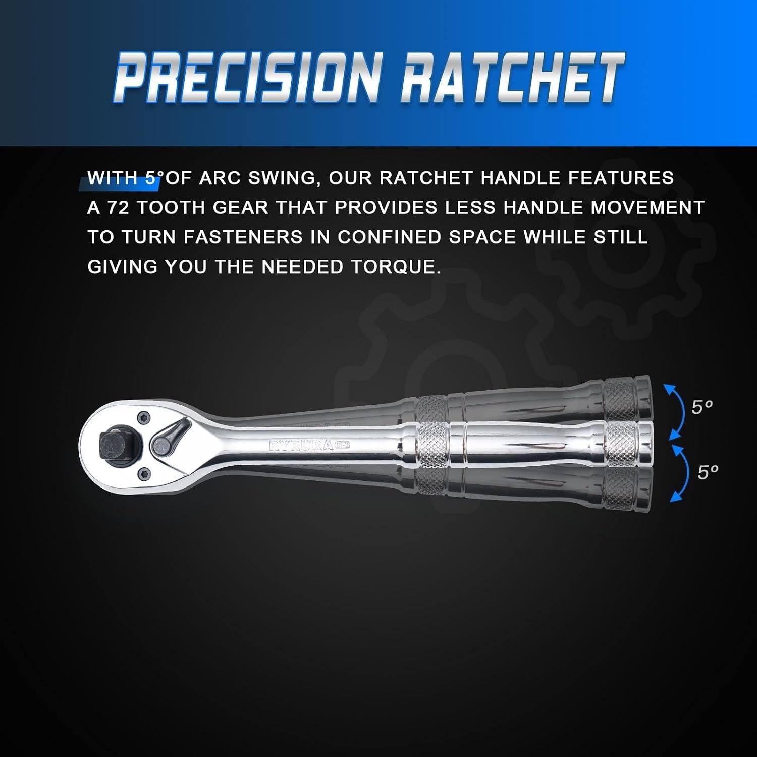 3-IN-1 Ratchet Handle,1/4″,3/8″,1/2″ Drive Ratchet Wrench,72-Tooth Reversible…