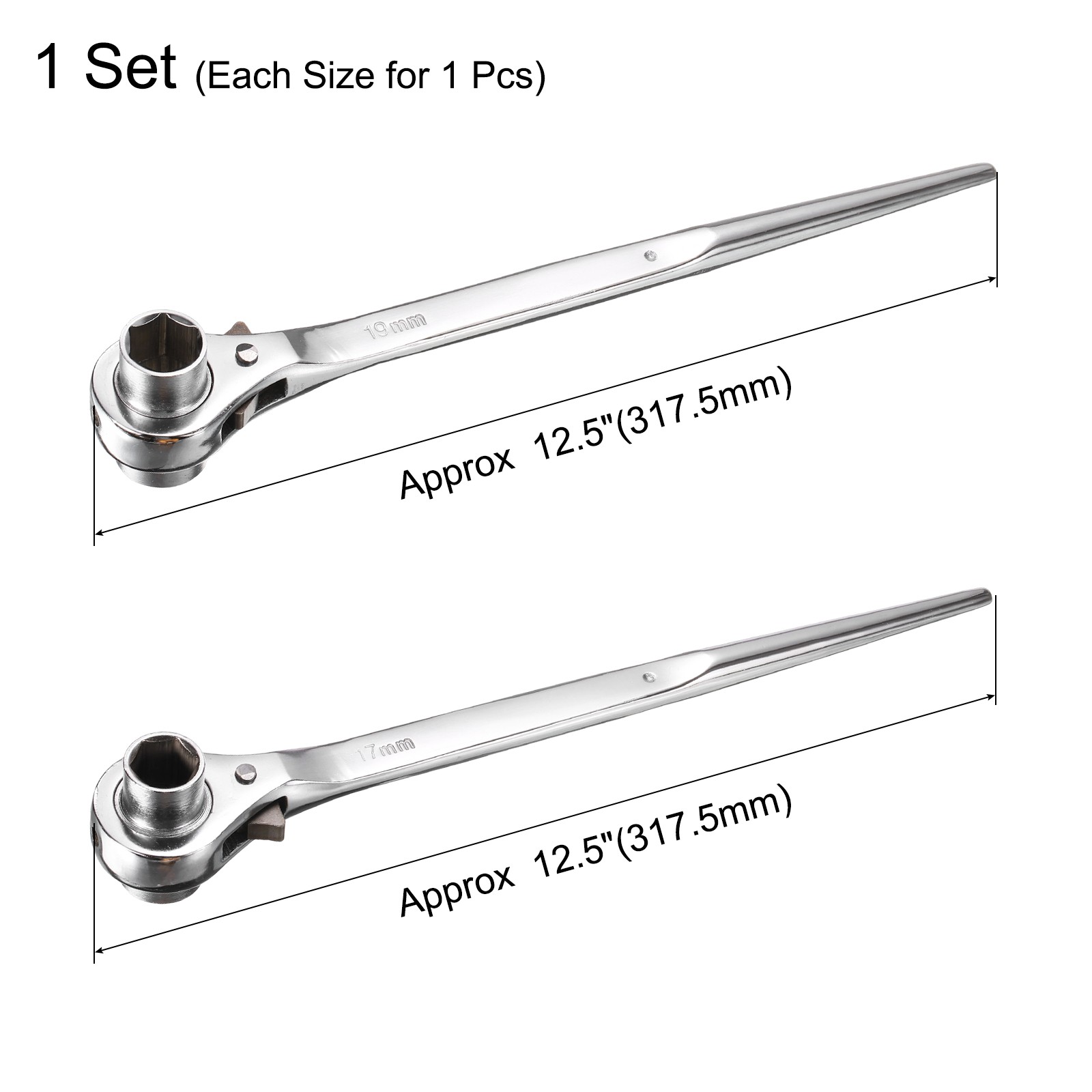 19x22mm,17mmx19mm Hexagon Scaffold Podger Ratchet Spanner Set