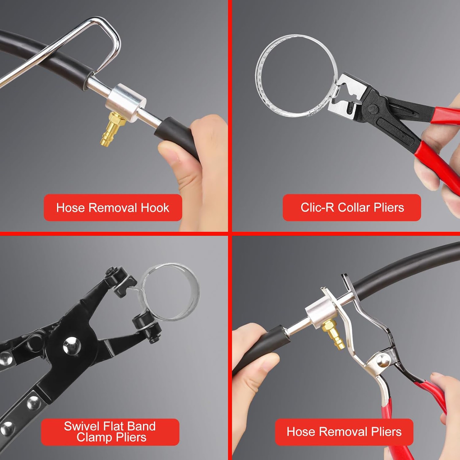 5Pcs Hose Clamp Pliers,Remover Kit with Long Reach Wire Spring Hose Clamp Pliers