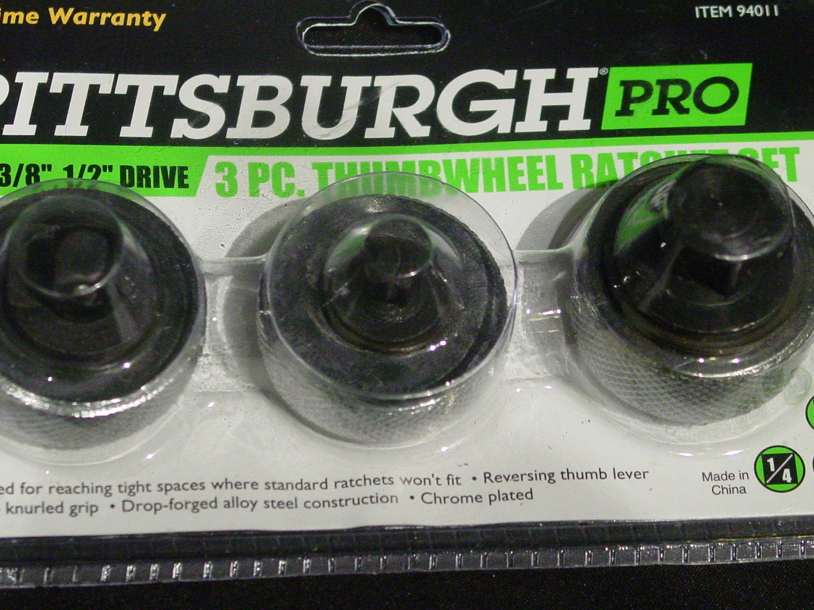 3 pc Auto Mechanic Thumbwheel Ratchet Set 1/4» 3/8» 1/2» Drive Thumb Wheel