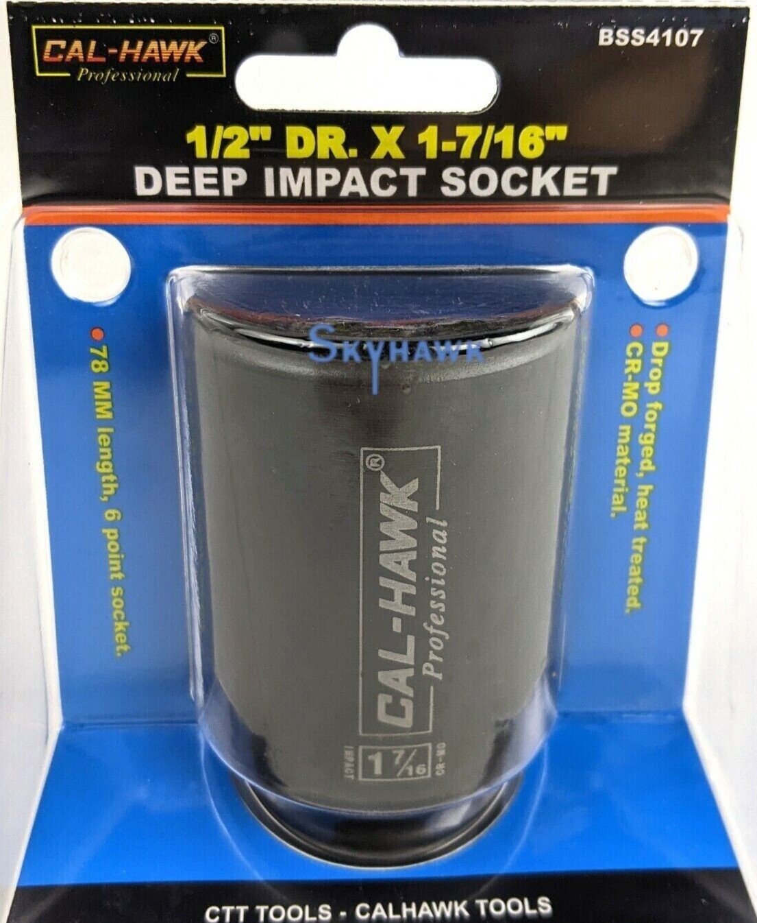 1/2″ DR. X 1-7/16″ DEEP IMPACT SOCKET 6 POINT SKT Chrome Vanadium CR-MO MATERIAL