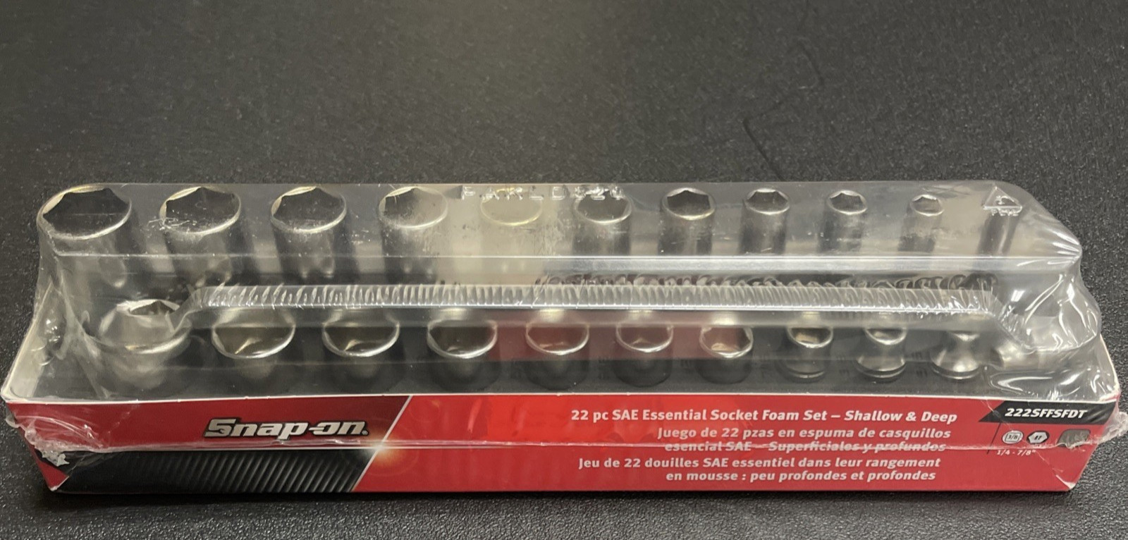 Snap-on Tools 222SFFSFDT 22pc 3/8″dr 1/4-7/8″ Shallow/Deep Socket Foam Set New