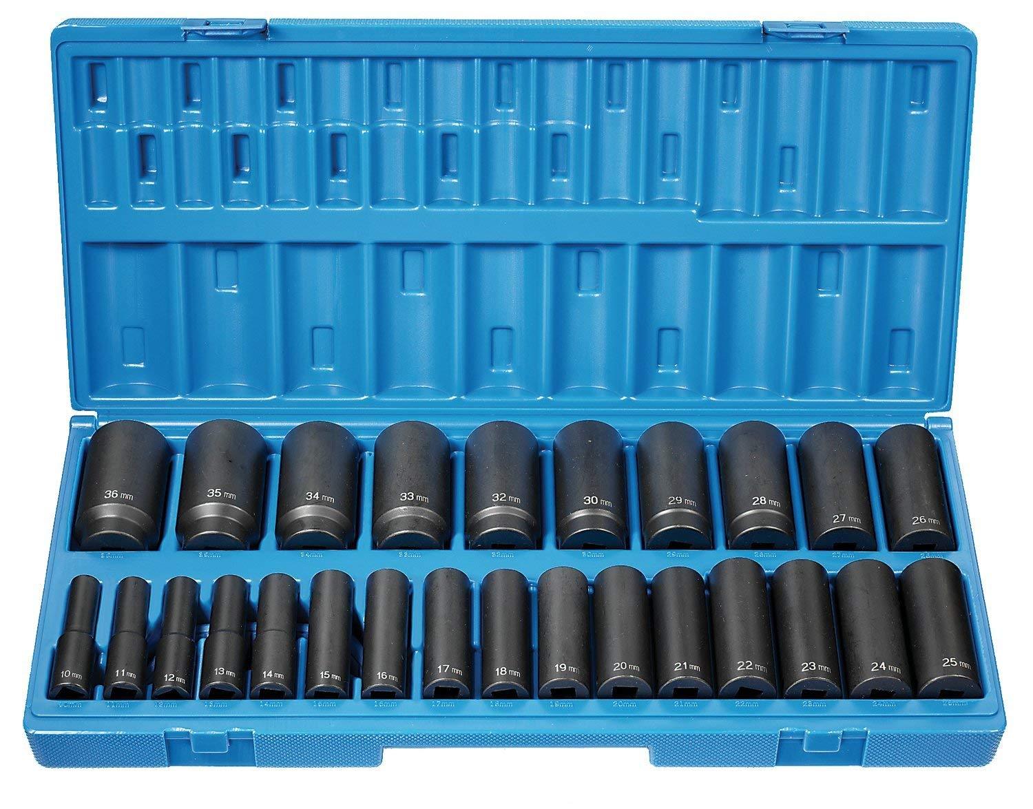 Grey Pneumatic 1726MD 26pc 1/2″ drive, 12 Point, Deep Impact Socket set 10-36 MM