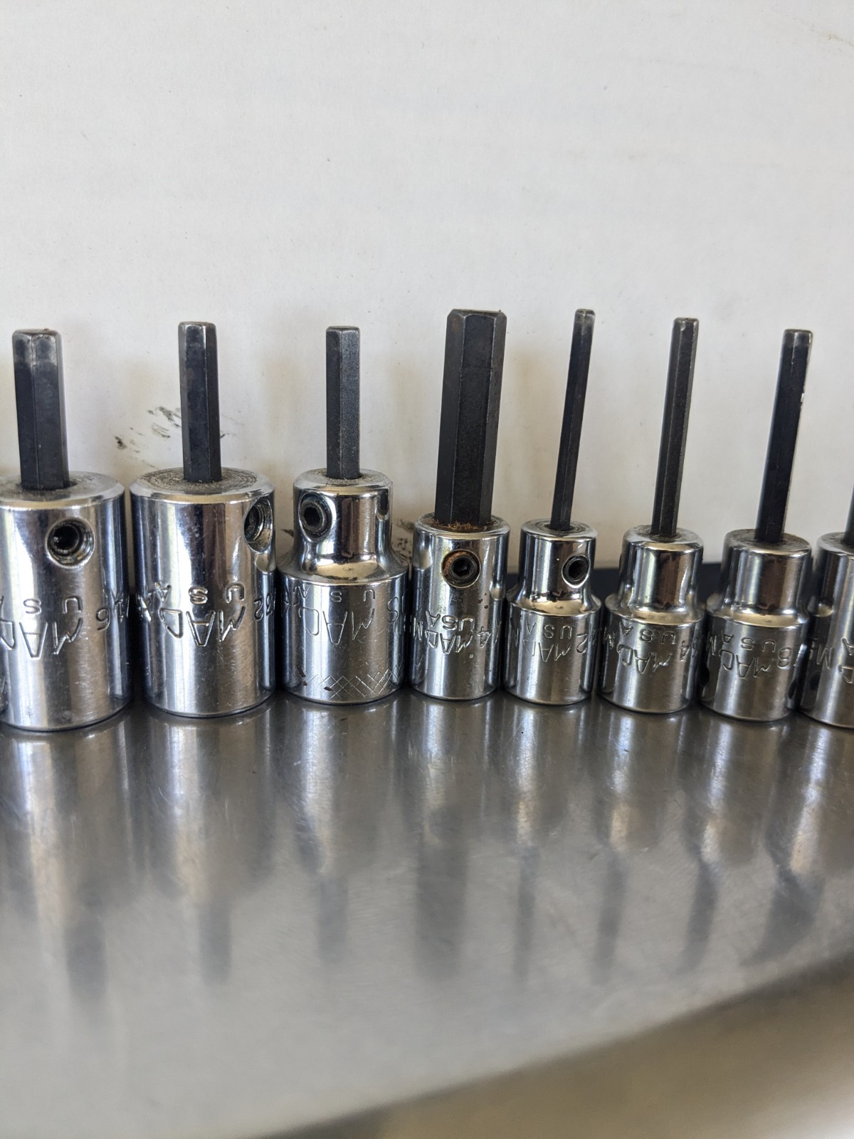 14 MAC Tools Hex Head Sockets Mixed Lot SAE MM 3/8″ & 1/4″ Drive USA Made Tools