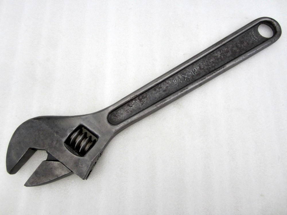Vintage 12″ German Adjustable Wrench Thick Jaws Made in Germany