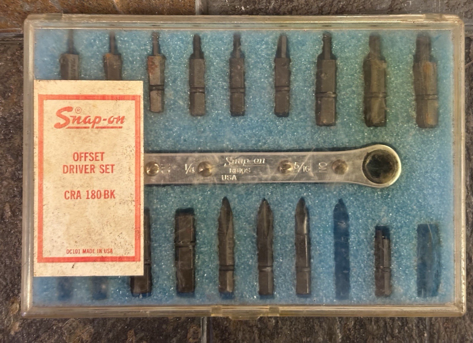 Rare Snap-On Offset Ratcheting Box Wrench Set CRA180BK