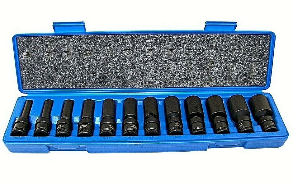 12 pcs 3/8″ Drive Universal Swivel Impact Socket Set CR molybdenum Sae