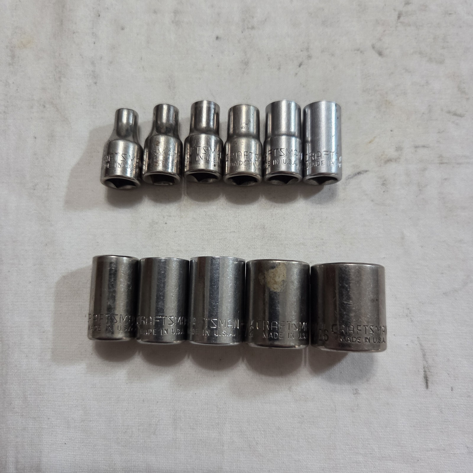 Craftsman 11pc SAE 5/32″-9/16″ 6Pt Shallow Socket Set 1/4″ Drive G,G2 Series USA