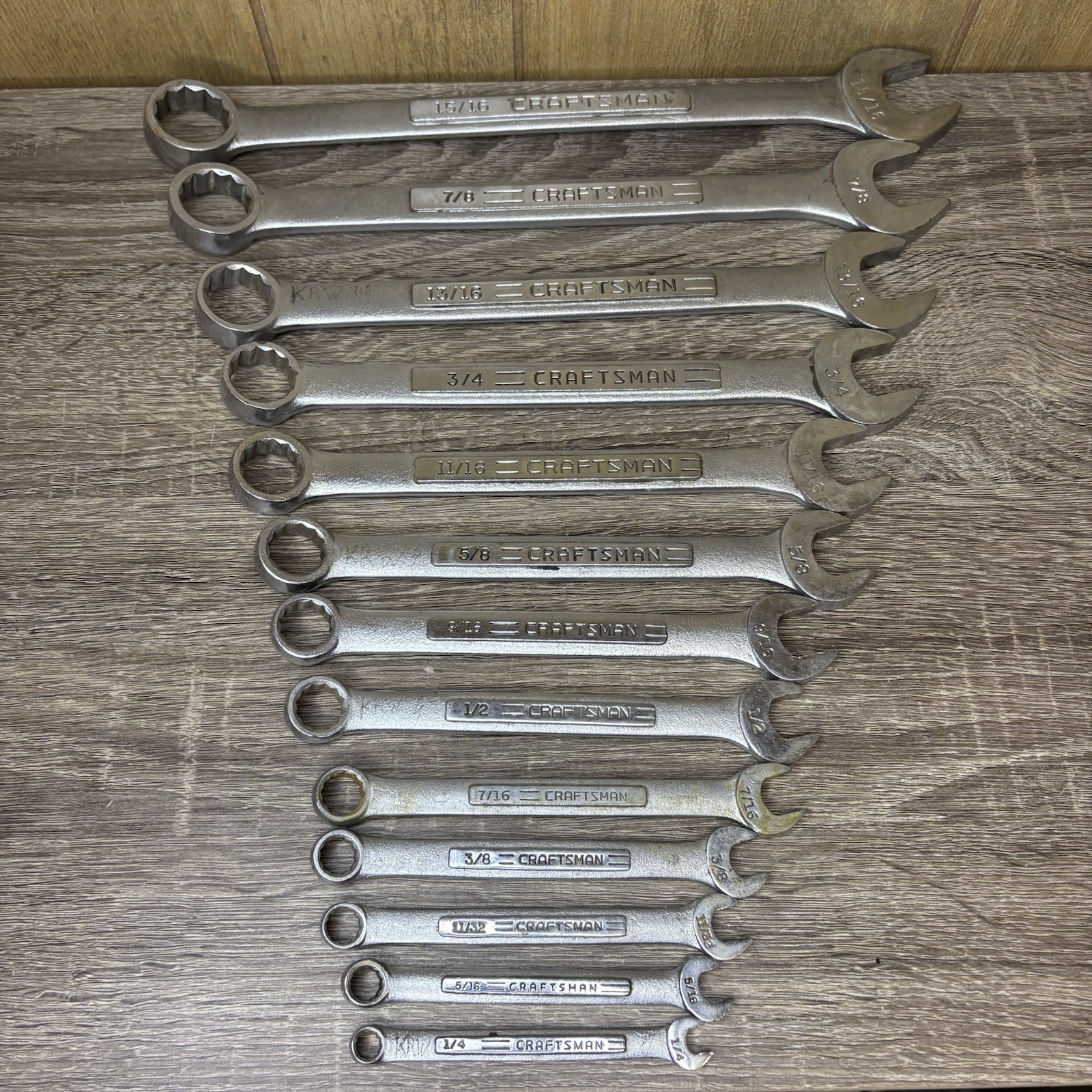 VTG Craftsman 13pc SAE 12pt Combination Wrench Set 1/4″ – 15/16″ -V- -VV- USA
