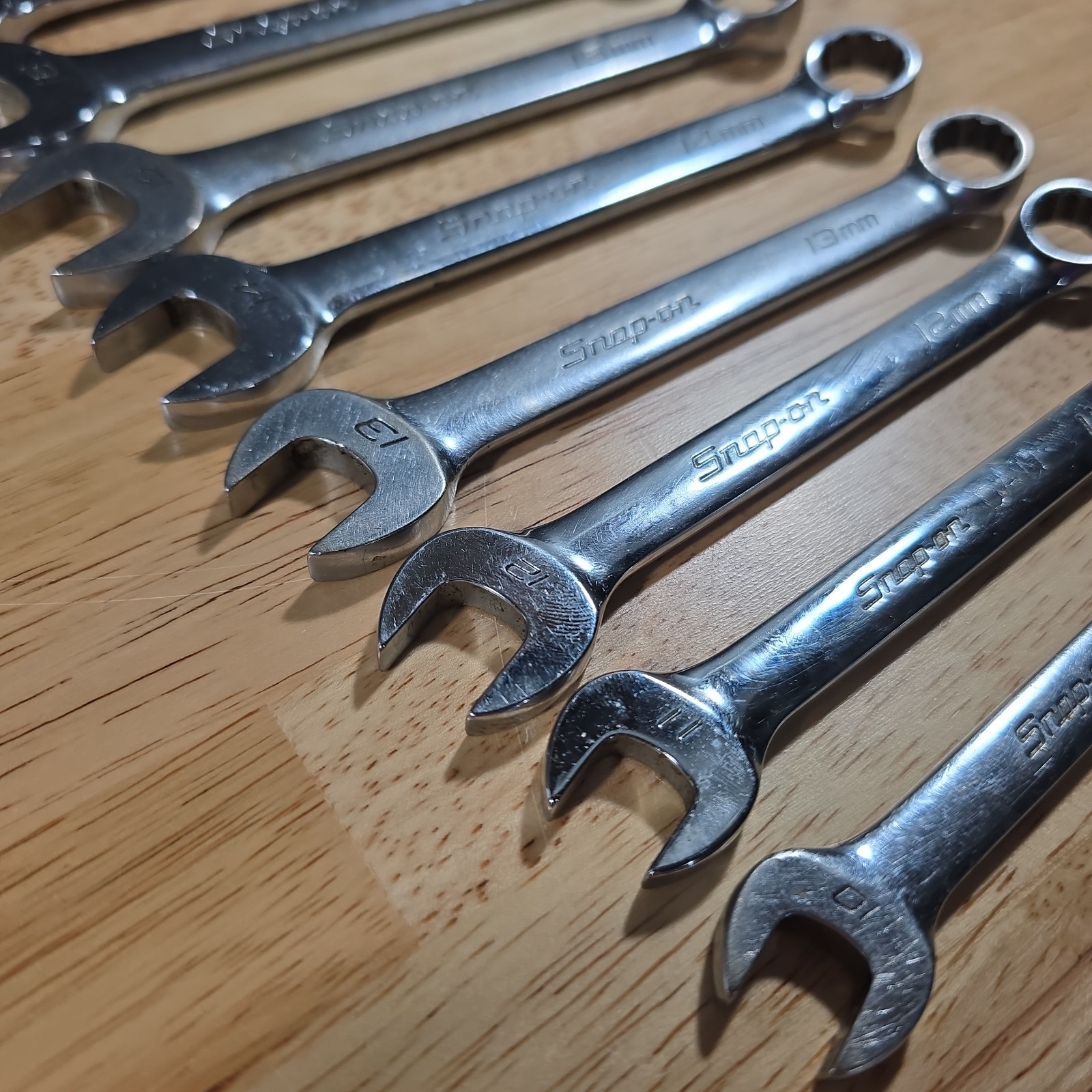 Snap On 10 pc 12 Point Metric Short Combination Wrench Set 10mm – 19mm