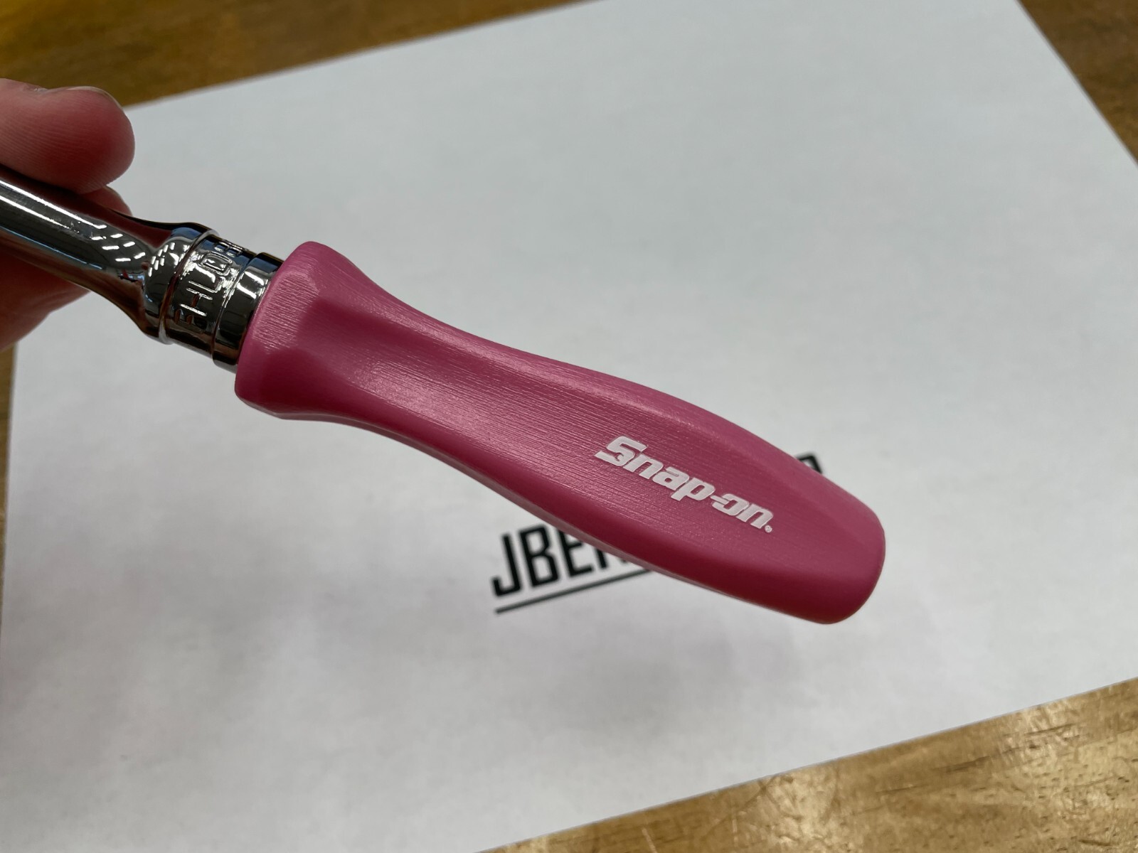 Snap-on Tools NEW PEARL PINK 3/8″ Drive Hard Grip Long Fixed Ratchet FHLD80PP