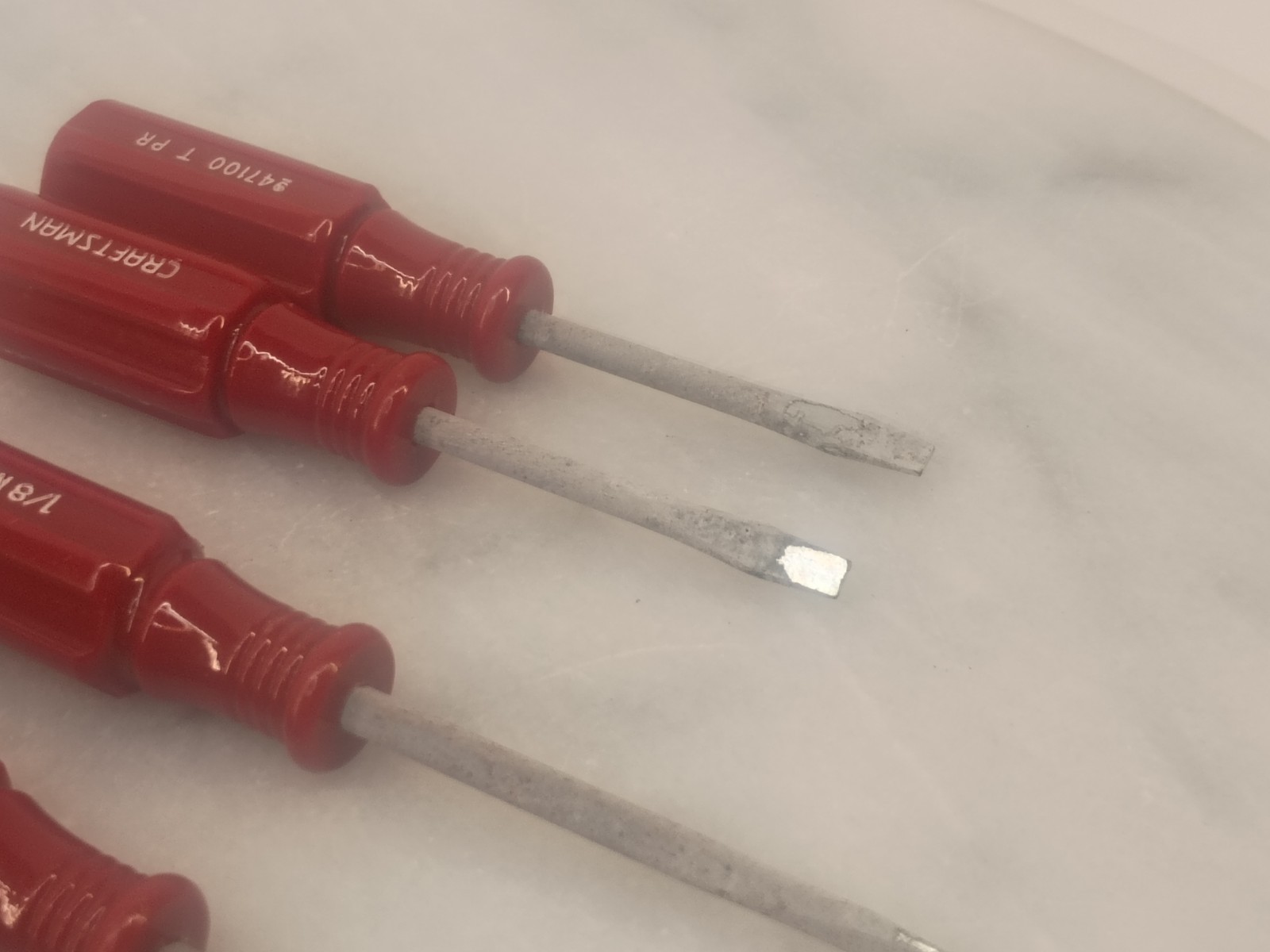 Lot Of 7 Vintage Craftsman USA Red Handle Mini Screwdrivers Phillips Regular