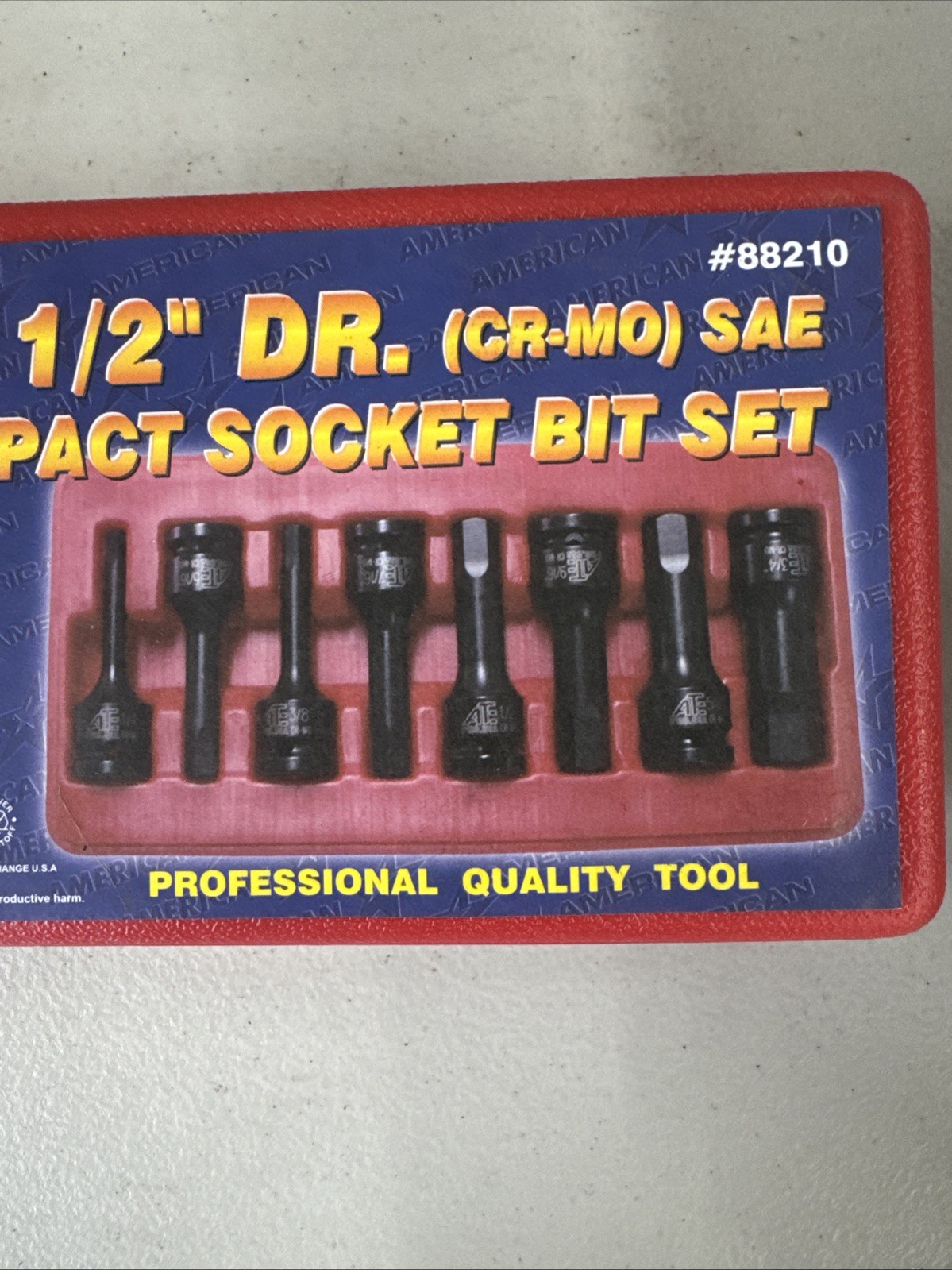 ATE 8pc 1/2 DR. (CR-MO) SAE Hex Imapct Socket Bit Set/Professional Quality Tool