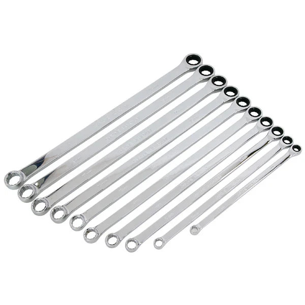 Neilsen 10pc Extra Long Ratchet Ring Spanner Set 72 Tooth 8-19mm CRV CT4465