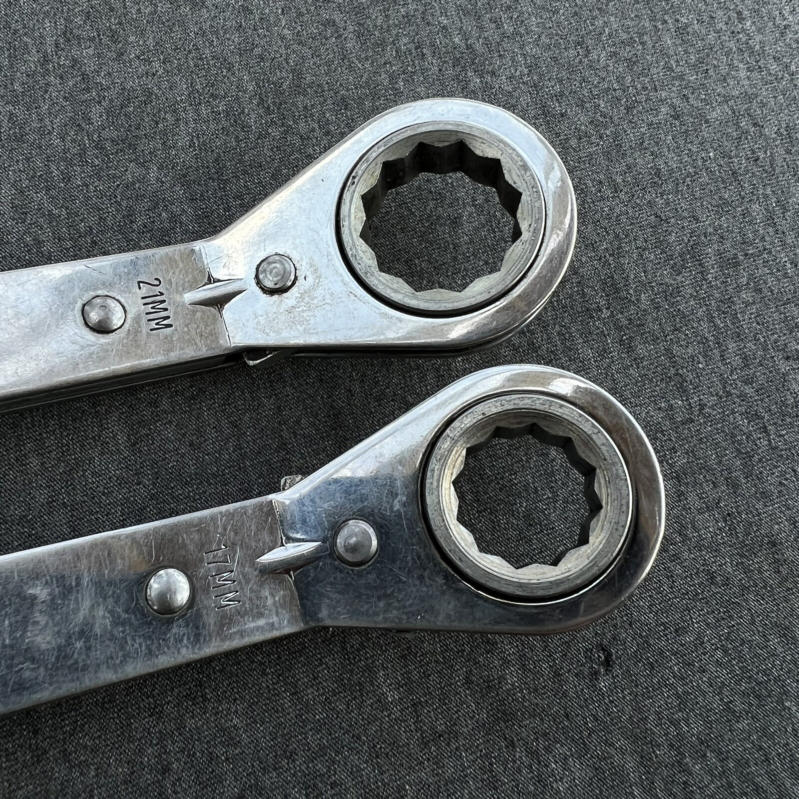 Kastar 2pc Metric Offset Ratcheting Wrenches 15mm x 17mm & 19mm x 21MM 6pt USA