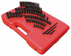 SUNEX TOOLS 1874 1/4″ Drive SAE & Metric Master Impact Socket Set, 74 Pc. NEW